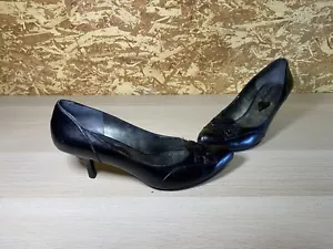 Nine West Women’s Black Leather Heels Size 8M - Picture 1 of 8