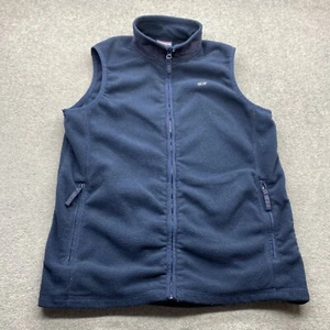 Vineyard Vines Jacket Womens Large 16-18 Vest Full Zip Navy Blue Fleece Logo - Picture 1 of 10