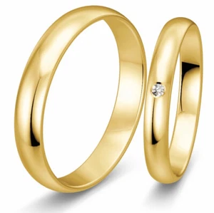Eheringe aus Gelbgold 333 *INKL. BRILLANT + GRAVUR* Trauringe Freundschaftsringe - Bild 1 von 9
