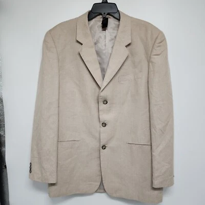 Abrigo deportivo Claiborne para hombre talla 42R mezcla de lino tostado traje chaqueta blazer Foto 1 de 4