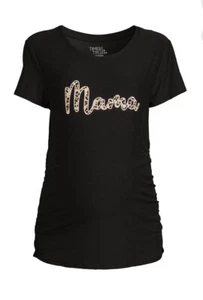Time And Tru Women's Maternity 'Mama' Graphic Ruched Side T-Shirt Black XXL (20) - Picture 1 of 15