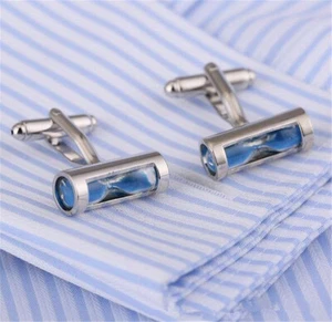 4 Color Hourglass Design Cufflinks Silver Alloy Cuff Link Mens Wedding Gift - Picture 1 of 14