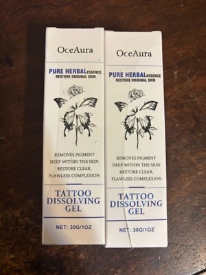 Lot Of 2 OceAura Pure Herbal Tattoo Dissolving Gel 1 Oz. NEW