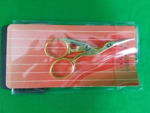 Mundial Scissors Forged Stork Embroidery 3.5" Gold-Plated Lifetime Guarantee - Picture 1 of 3