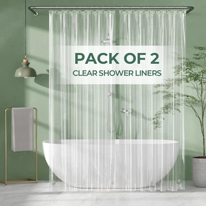 Shower Curtain Liner 2 Pack, 72X96 Inches Extra Long PEVA Plastic, Clear - Picture 1 of 12