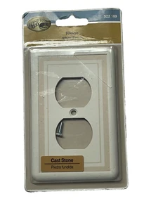 Hampton Bay Duplex Outlet Cast Stone Wall Plate Fringe White Finish 1-Gang - Picture 1 of 3