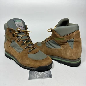 Asolo Vintage Suede Hiking Boots Vibram Soles Brown Green Beef Broccoli sz 9.5 - Picture 1 of 14