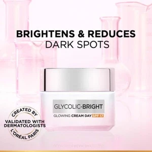 L'Oreal Paris Glycolic Bright Day Cream with SPF 17, 15ml Skin Brightening Cream - Picture 1 of 9