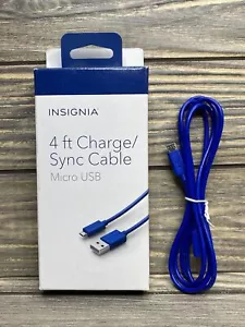 Insignia 4ft Micro-USB Charge & Sync Cable Blue for Android NS-MCDT2B - Picture 1 of 6
