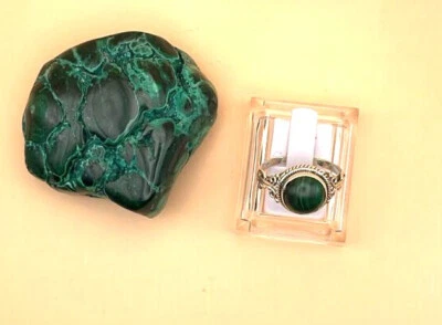 Anello In Malachite Argento 925 Mis 20 - Immagine 1 di 2