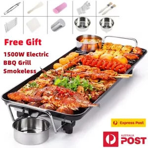 Electric 1500W BBQ Grill Teppanyaki Non-stick Hot Plate Griddle Smokele Portable - Picture 1 of 13