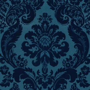 A-Street Roll Wallpaper 33'L Damask Paper Non-Pasted Strippable Residential Blue - Picture 1 of 3