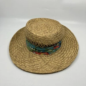 Panama Jack Hat Floral Parrot Band Straw Safari Sun Summer Small - Picture 1 of 10