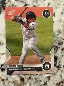 2021 TOPPS NOW MLB NETWORK TOP 100 CARD #T-64 NEW YORK YANKEES GLEYBER TORRES - Picture 1 of 1