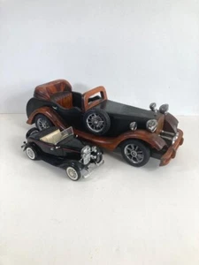 2 Vintage Die Cast and Wood Convertible Cars Mercedes and 1932 Ford - Picture 1 of 11