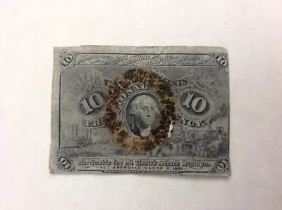 ~ FR  1244 10 TEN CENTS SECOND ISSUE FRACTIONAL CURRENCY - Image 1 of 2