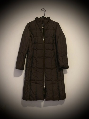 Cappotto imbottito invernale Michael Kors Petite Small in piuma marrone scuro lavaggio a secco