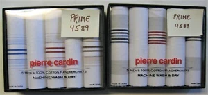 NEW Pierre Cardin 5 Mens 100% Cotton Handkerchiefs w/Stripes in Valet Gift Box - Picture 1 of 6