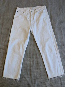 Agolde Jeans Women 30 Fits 31x25 White 90's Crop Fray Button Fly High Waist - Picture 1 of 17