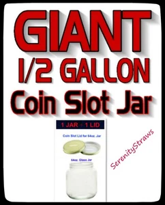 Large Coin Bank Jar with Slotted Gold Lid (1/2 Gallon) - Picture 1 of 2