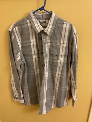 Camisa de algodón para hombre Falls Creek L gris franela a cuadros con botones delanteros Foto 1 de 2