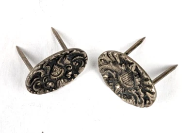 RARO Antiguo Holandés 800 Plata PULGARES DE QUESO Flor de Loto Repousse Marcado Foto 1 de 4