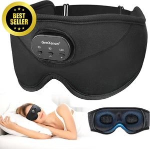 Bluetooth Sleep Headphones Eye Mask, 3D Silk, 38 Soothing Sounds,14-Hour Battery - Picture 1 of 12