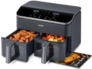 9Qt 8-in-1 Dual Air Fryer, Fresh Balanced Meals for Family and Children with Dou - Picture 1 of 7