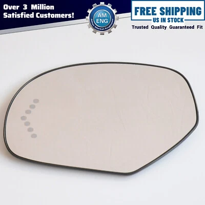 Mirror Glass For Cadillac Chevy GMC Pickup SUV Heated Turn Signal 7 LED Left LH - Изображение 1 из 4