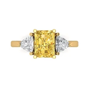 2.82 tcw Emerald Cut Engagement Ring 14K Yellow Gold Yellow Promise Ring - Picture 1 of 11