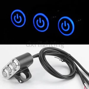 Motorcycle Switch ON-OFF Button Handlebar 7/8" Headlight Fog Spot Light LED Blue - Picture 1 of 7