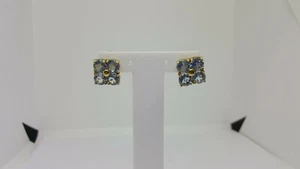 Pendientes A Botón Con Topacio Azul En Oro Amarillo 18KT 9,15 Gramos (3498) - Imagen 1 de 10