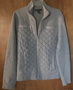 INC Men’s Gray Textured Quilted Zip-Up Jacket Size M w/Pockets - Picture 1 of 4