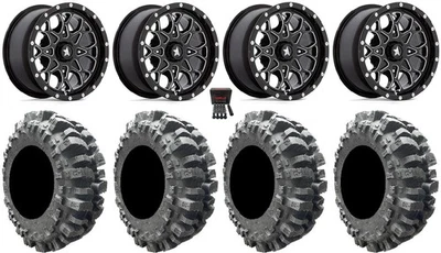 MSA Portal 14" Wheels Milled 30" Bogger Tires Yamaha Grizzly Rhino Foto 1 de 4