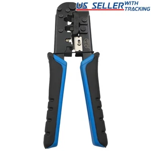 Ratcheting Cable Crimper Tool & 25 Connectors for CAT5 CAT5e RJ45 Network Cables - Picture 1 of 5