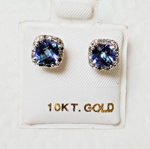 Ohrstecker 10 kt massiv Weißgold 0,50 Karat Sheer Luck Mystic Topas & Diamant - Bild 1 von 4