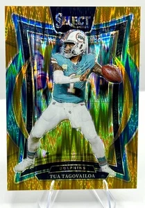 Amortiguador dorado Panini Select Tua Tagovailoa Prizm #8/10 SSP 2024 - Imagen 1 de 2