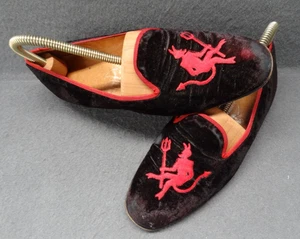 Zapatilla Stubbs & Wootton 8 Terciopelo Casa Zapato Devil Noir Sin Cordones Hecha a Mano España - Imagen 1 de 24