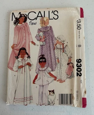 McCall's Sewing pattern 9302 Size X-Small 2-4 Nightgown, PJ’s, Robe, and Cap - Image 1 of 2
