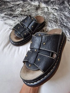 Rare Dr Martens Trevin black stud platform chunky Doc slip on sandals UK 5 Vtg - Picture 1 of 10