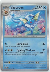 Pokemon Juego de Cartas Coleccionables Escarlata y Violeta 151 Nuevo Lámina Raro #134/165 Vaporeon - Imagen 1 de 6