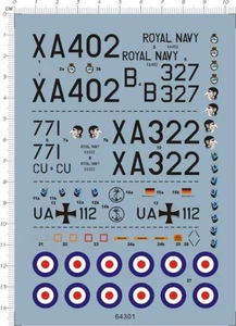 Calcomanía tobogán acuático modelo avión alemán escala 1/72 Royal Navy xa402 xa322 ua112 - Imagen 1 de 1