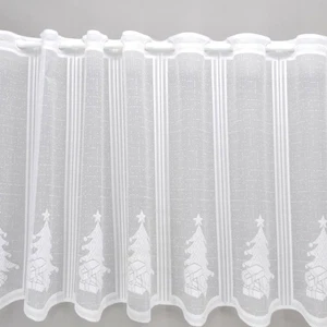Scheibengardinenstoff weiß mit Tannenbaum-Geschenk 48cm hoch - Bild 1 von 9