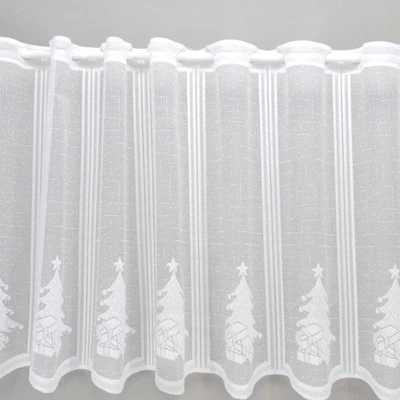 GARDINEN RÖTTGER Scheibengardinenstoff weiß mit Tannenbaum-Geschenk 48cm hoch