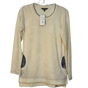 Túnica Pullover Yak & Yeti Top Ligera Manga Larga Bolsillos Boho Crema S Nueva con Etiquetas - Imagen 1 de 5