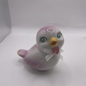 Retro Valentine's Day Heart Light Purple Ceramic Bird Figurine Target Spritz - Picture 1 of 6