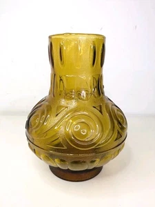 Empoli Braunglas Vase 60er 70er Jahre strukturiertes Wirbelmuster Italien  - Bild 1 von 9
