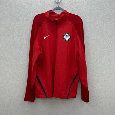 Nike Team USA Paralímpico Olímpico Rojo Cremallera Completa Nylon Chaqueta Elástica Para Hombre talla 3XL Foto 1 de 4