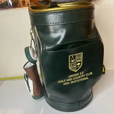 GROSSE ILE Den Caddy 高尔夫球包 39 号邀请迷你高尔夫包绿色金色 — 第 1/4 张图片