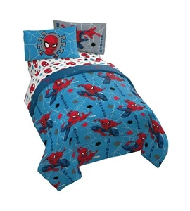 Jay Franco Marvel Spiderman Spidey Faces 4 Piece Twin Bed Set - Includes - Picture 1 of 10